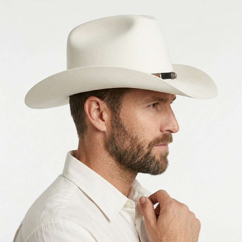 Men’s Gladwin Bond Western Classic Cattleman Pure Wool Cowboy Hat – White