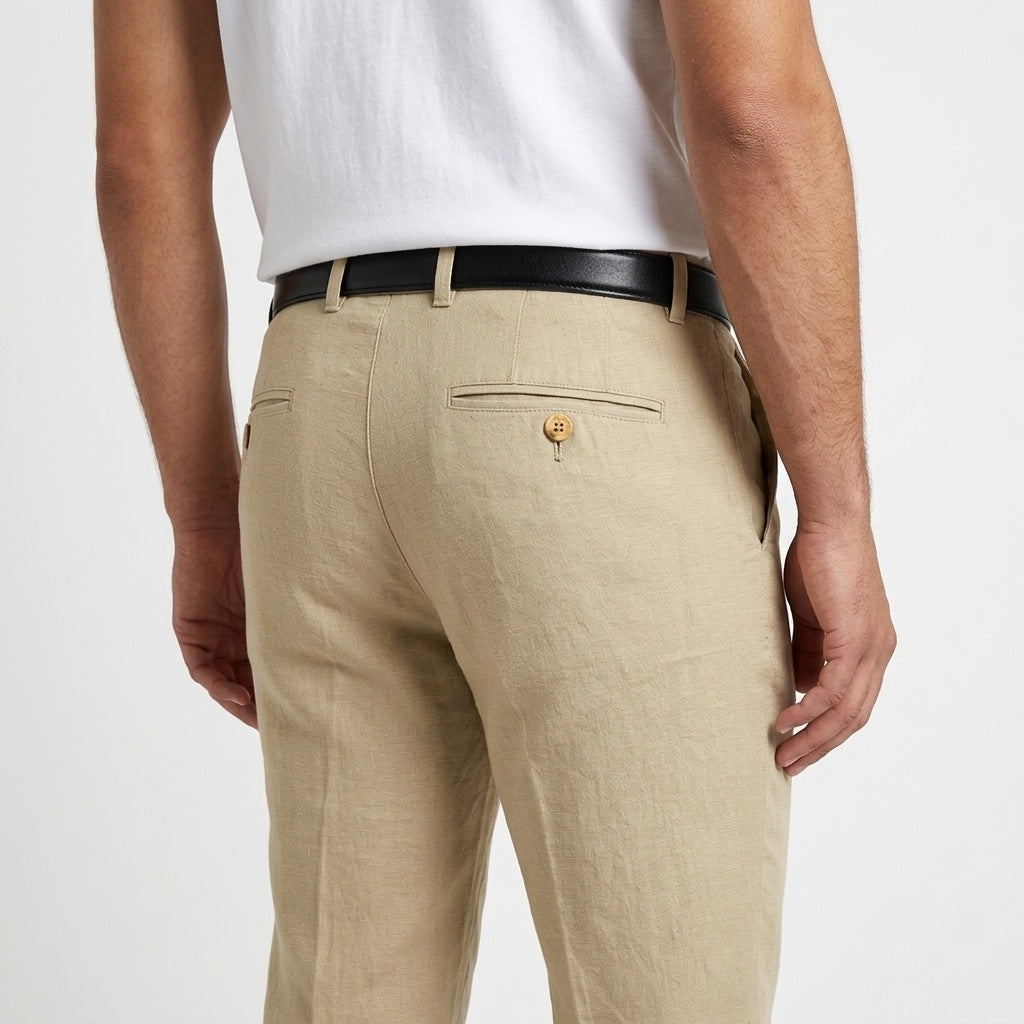 Men's Classic Linen Trousers – Yellow