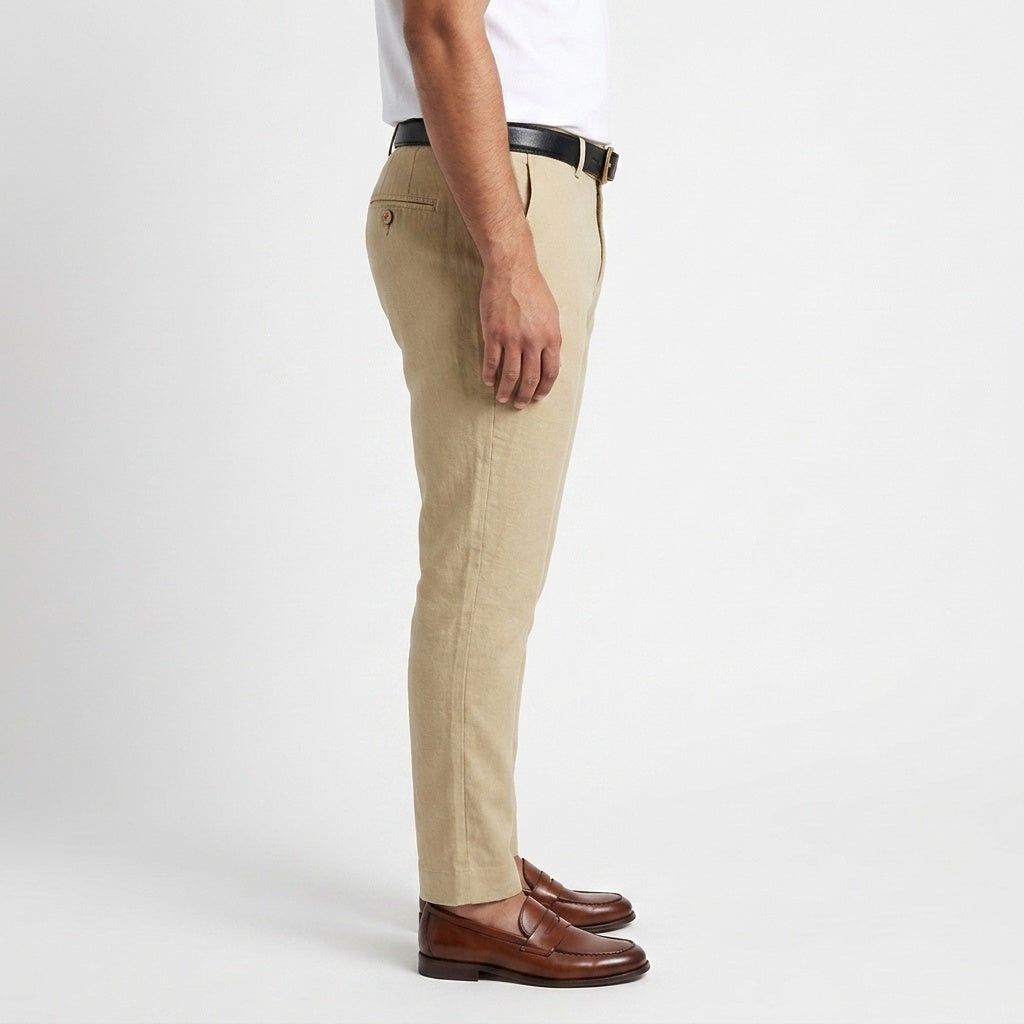Men's Classic Linen Trousers – Yellow