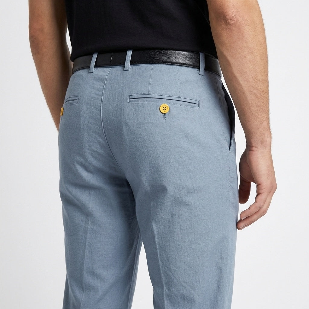 Men's Classic Linen Trousers – Teal Blue