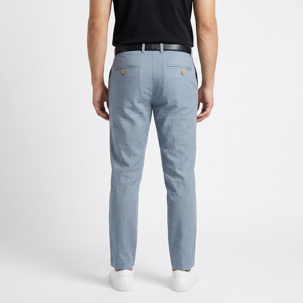 Men's Classic Linen Trousers – Teal Blue