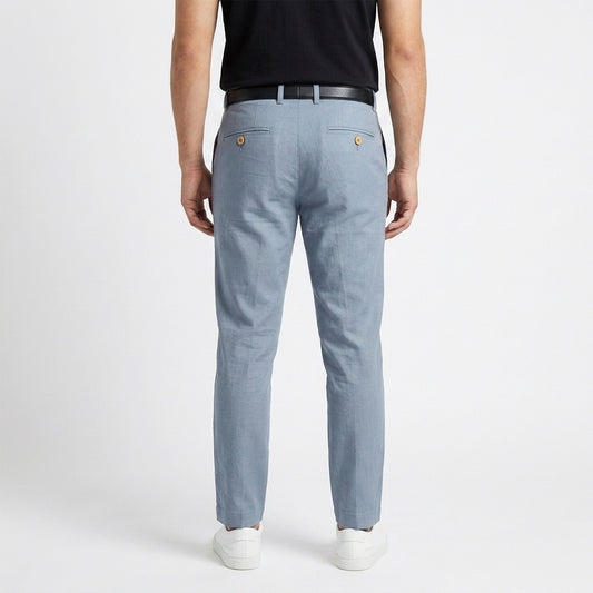 Men's Classic Linen Trousers – Teal Blue
