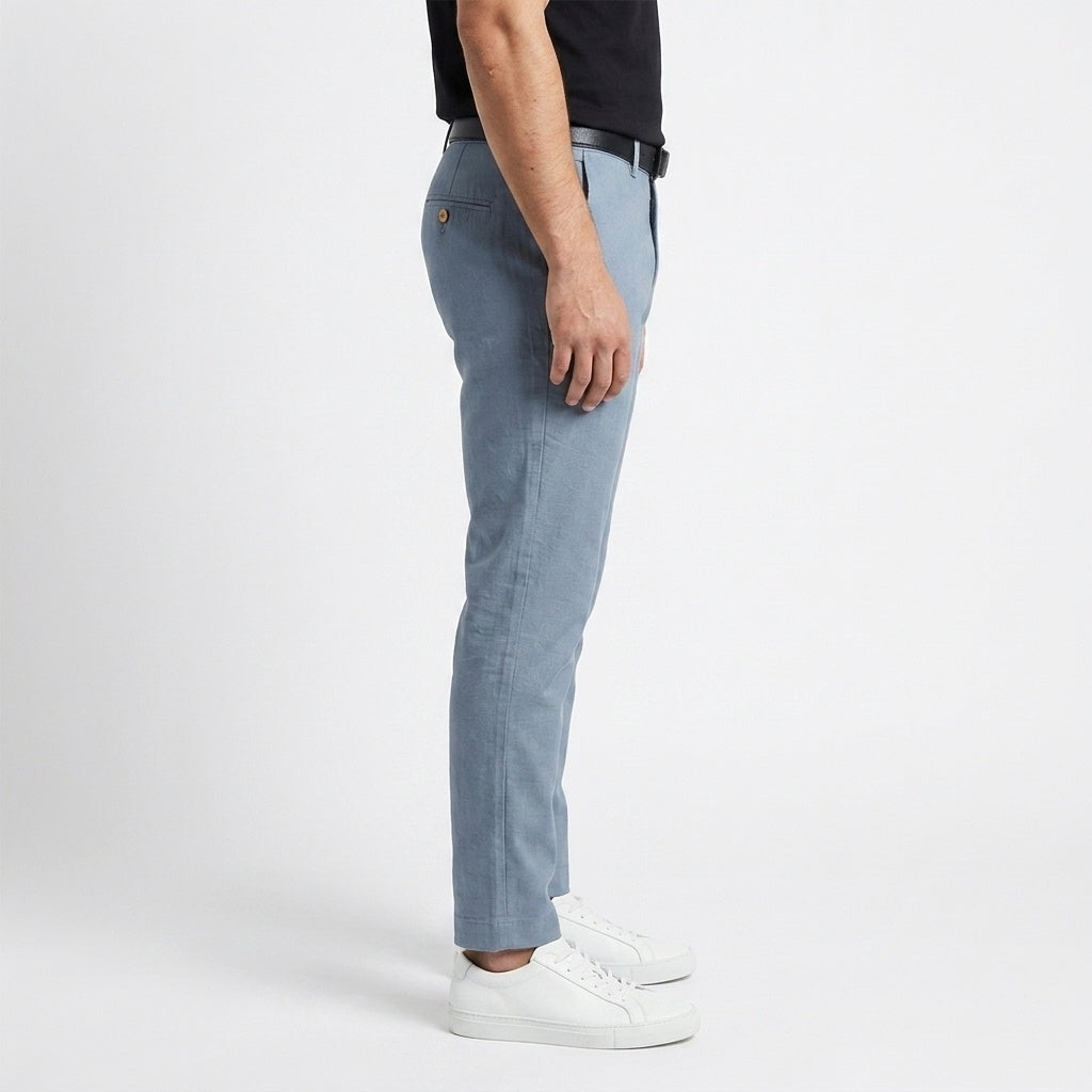 Men's Classic Linen Trousers – Teal Blue