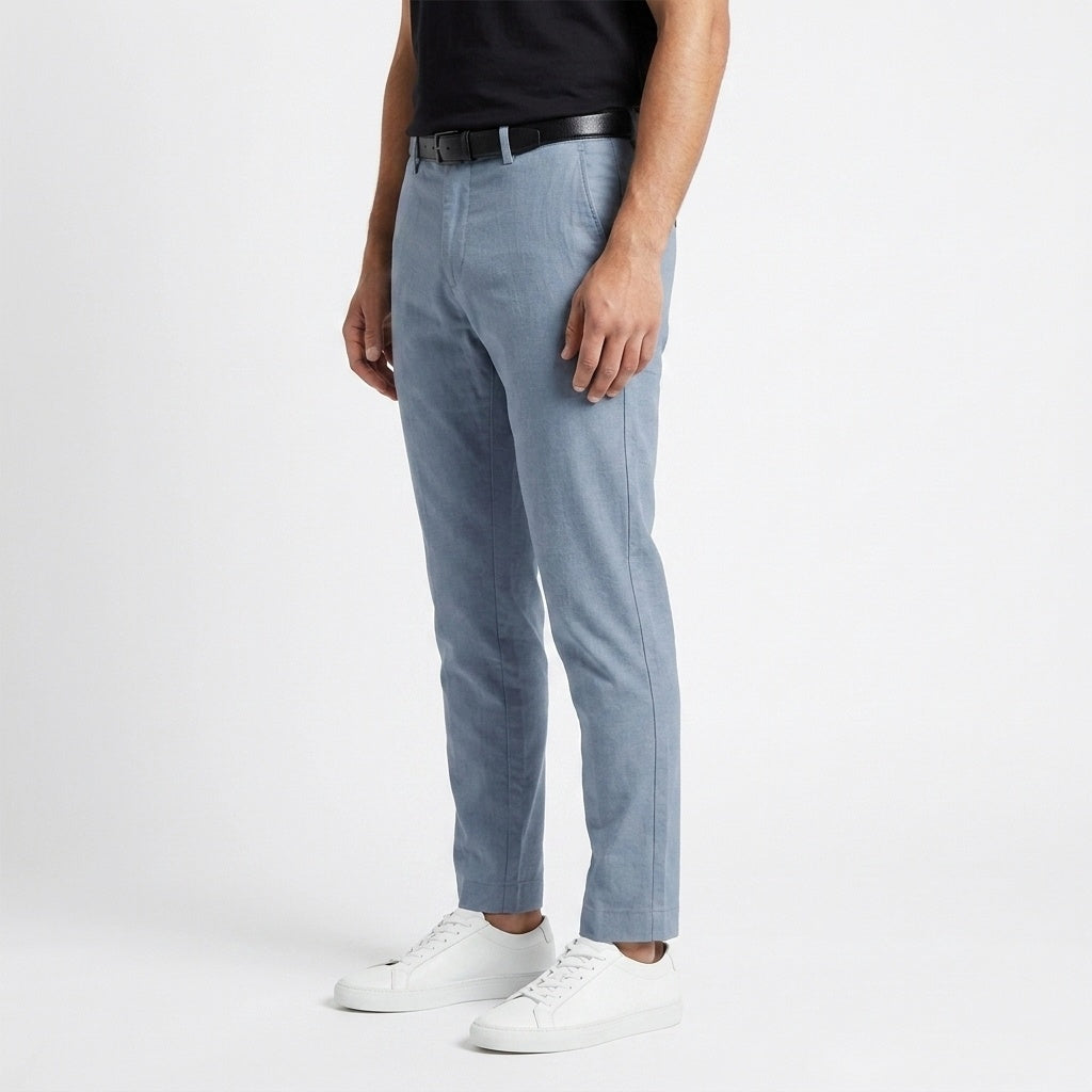 Men's Classic Linen Trousers – Teal Blue