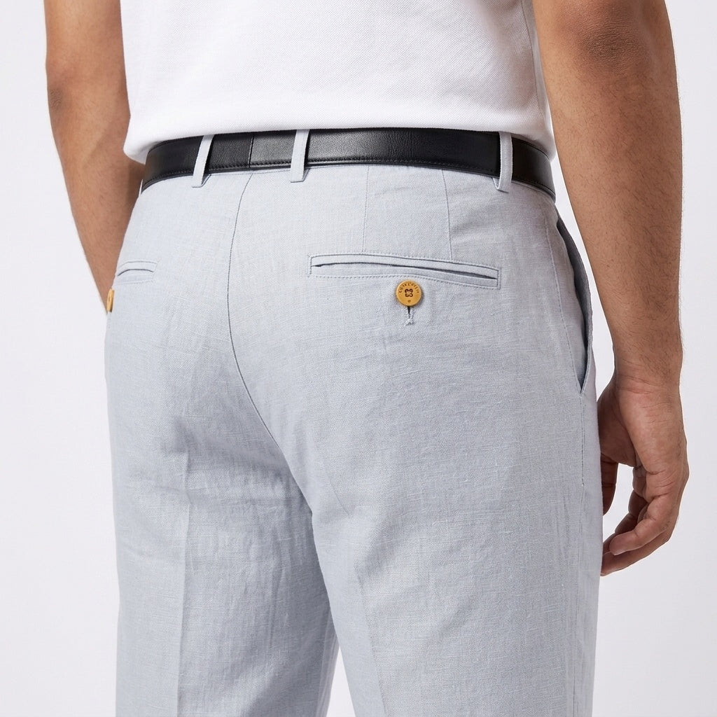 Men's Classic Linen Trousers – Sky Blue