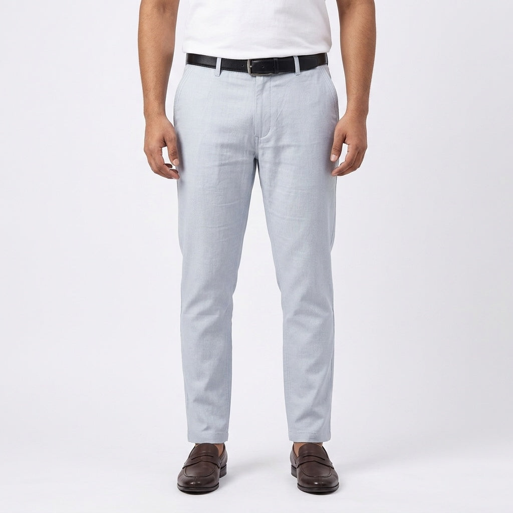 Men's Classic Linen Trousers – Sky Blue