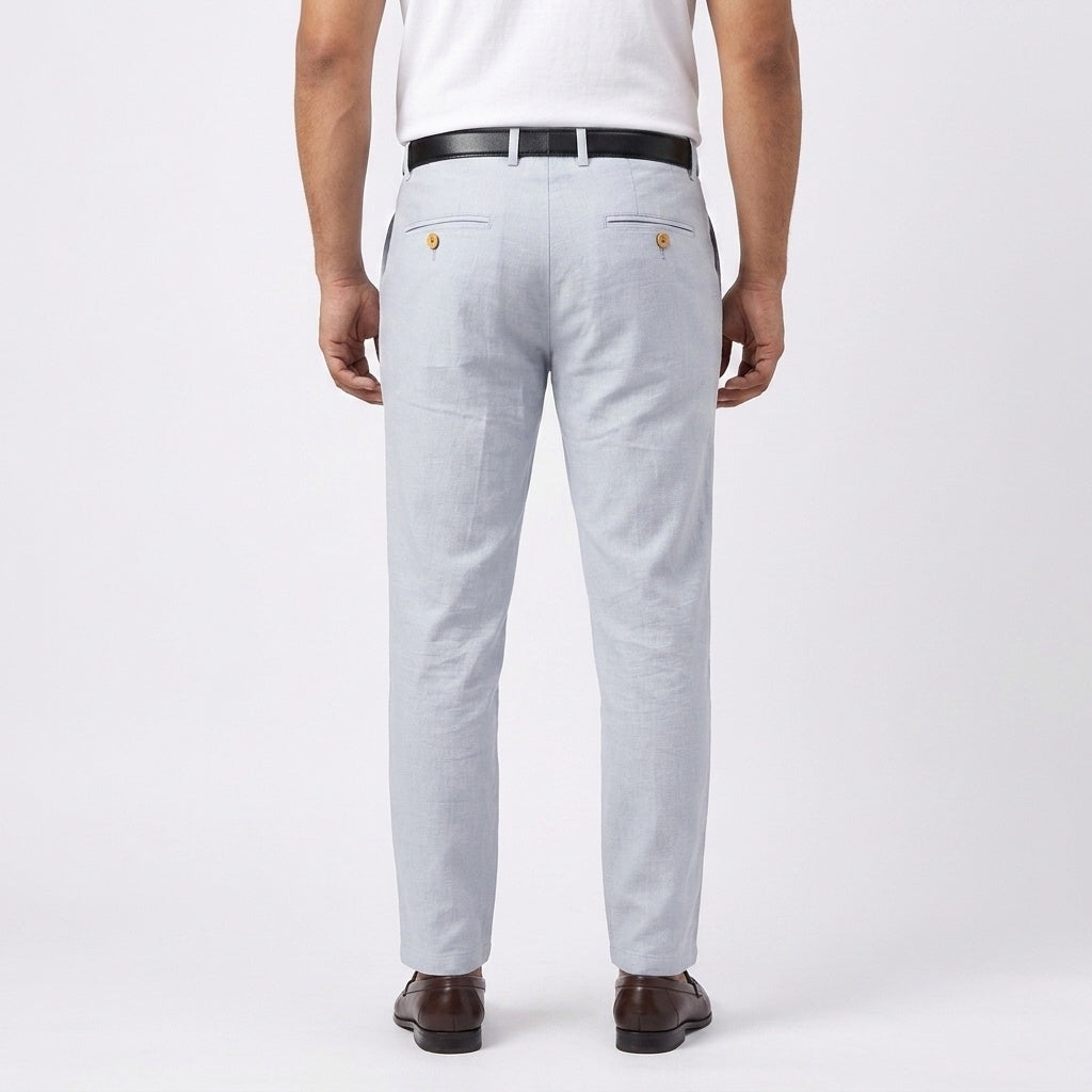 Men's Classic Linen Trousers – Sky Blue