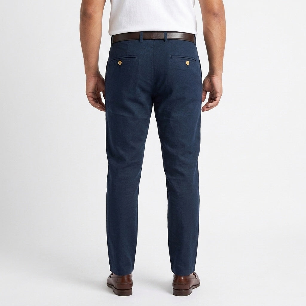 Men's Classic Linen Trousers – Navy
