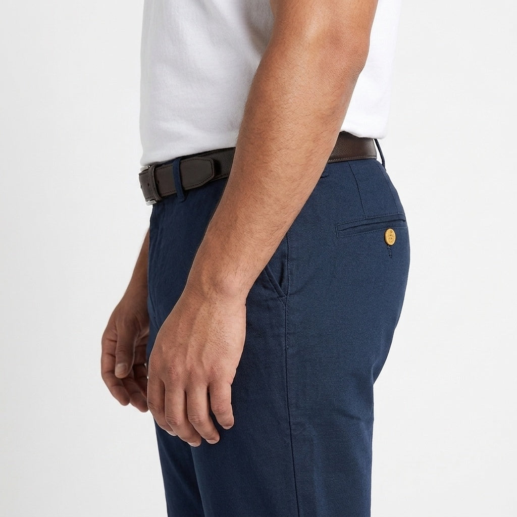 Men's Classic Linen Trousers – Navy