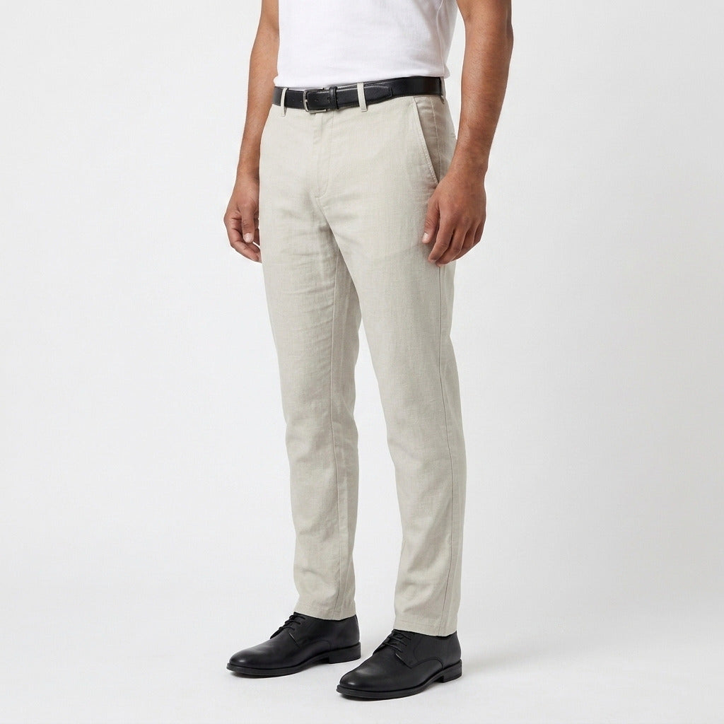 Men's Classic Linen Trousers – Light Grey