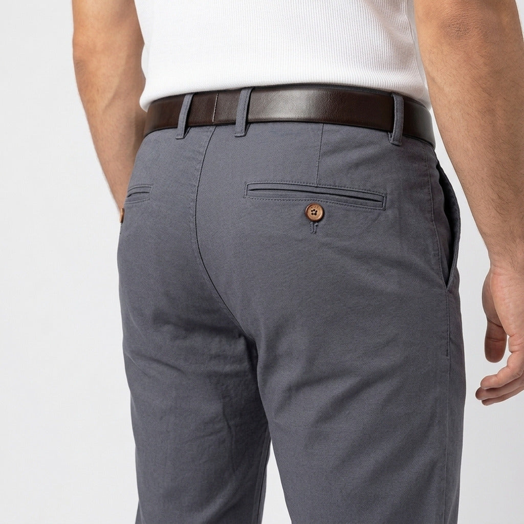 Men's Classic Linen Trousers – Dark Grey