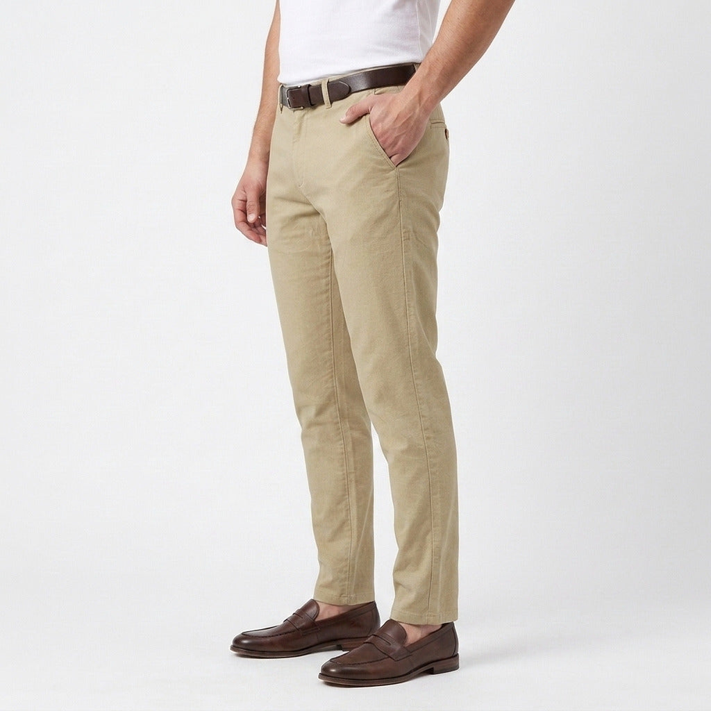 Men's Classic Linen Trousers – Cream