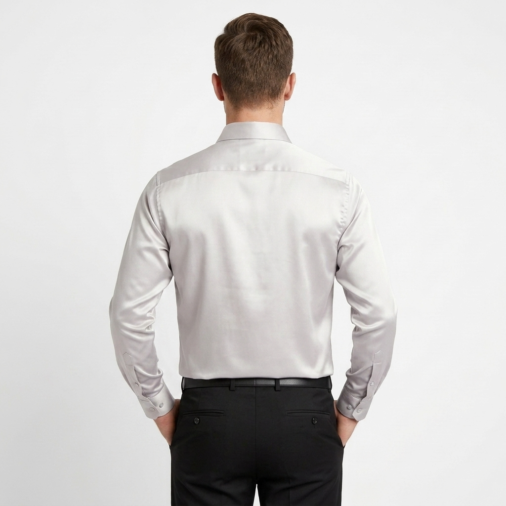 Men’s Soft Satin Full-Sleeve Casual & Party Wear Shirt – Light Grey