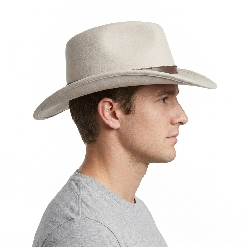 Men's Pure Wool Felt Crushable Cowboy Hat – Grey
