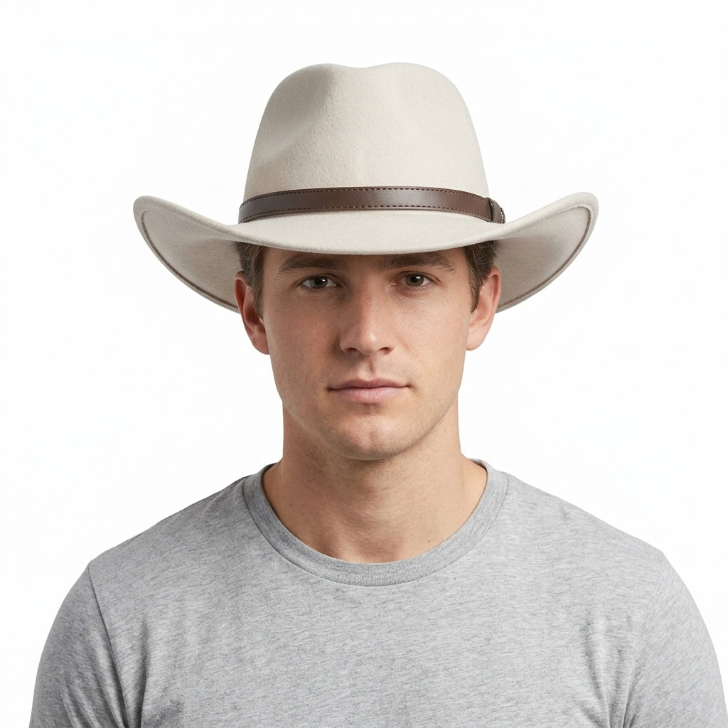 Men's Pure Wool Felt Crushable Cowboy Hat – Grey