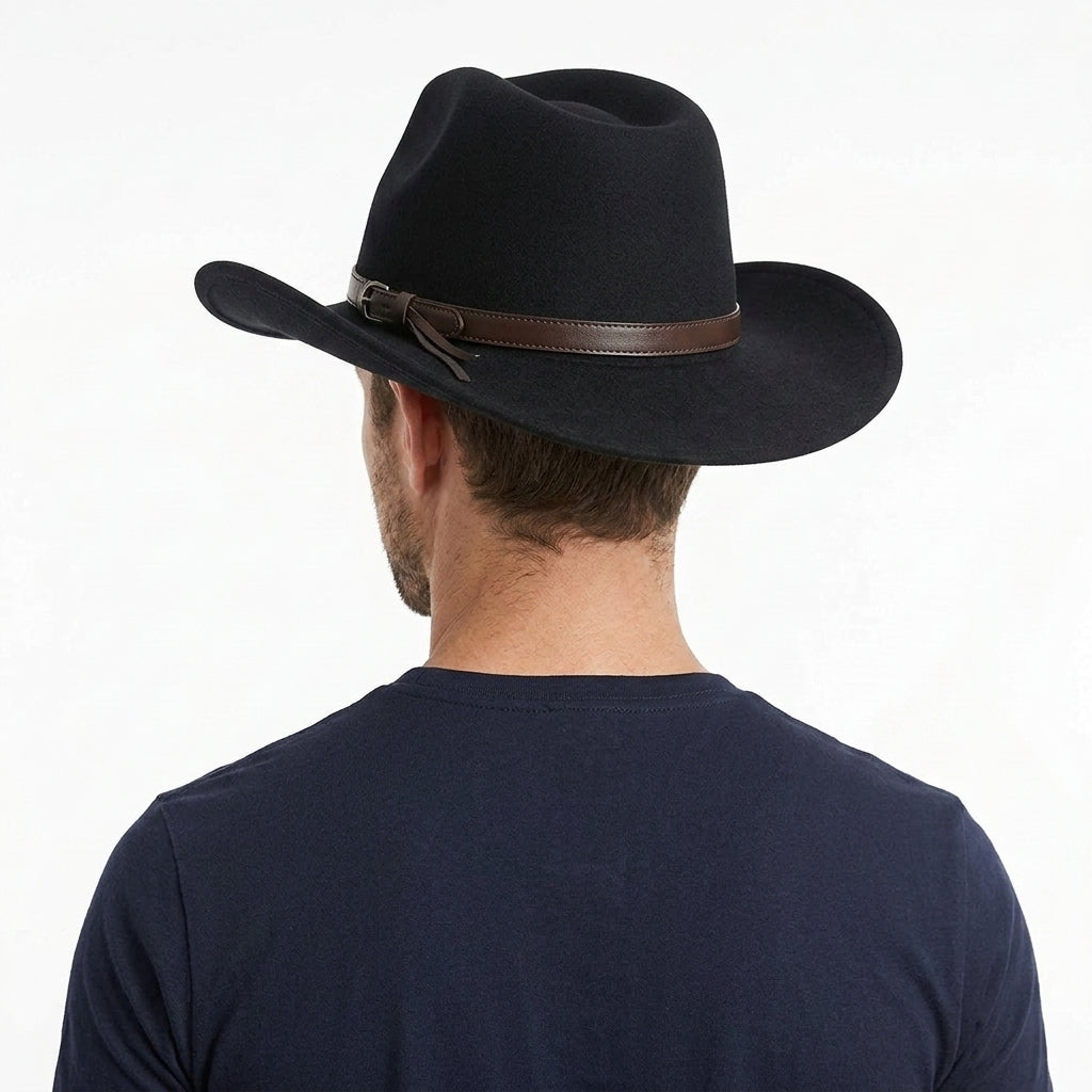 Men's Pure Wool Felt Crushable Cowboy Hat – Black