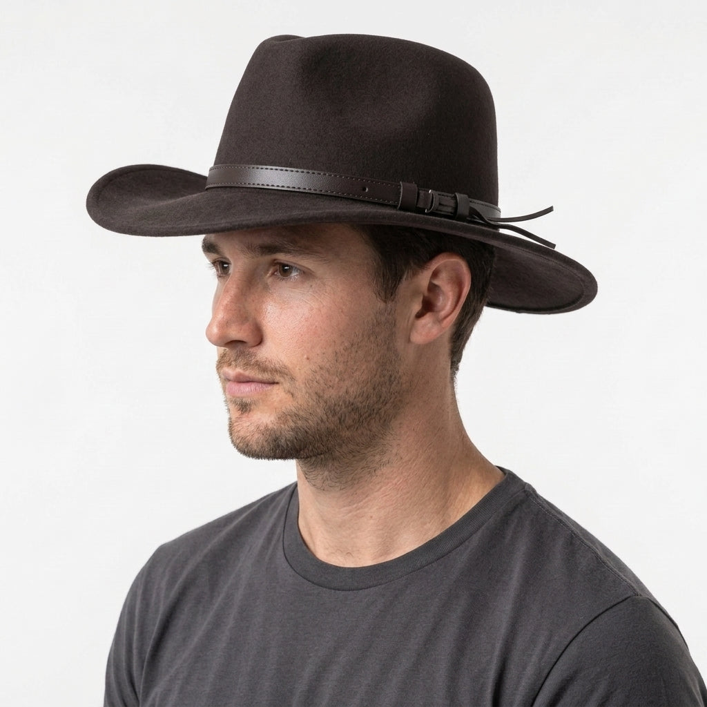 Men's Pure Wool Felt Crushable Cowboy Hat – Brown