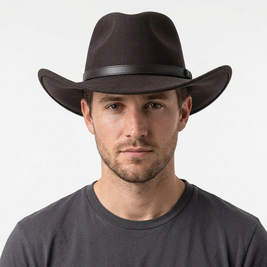Men's Pure Wool Felt Crushable Cowboy Hat – Brown