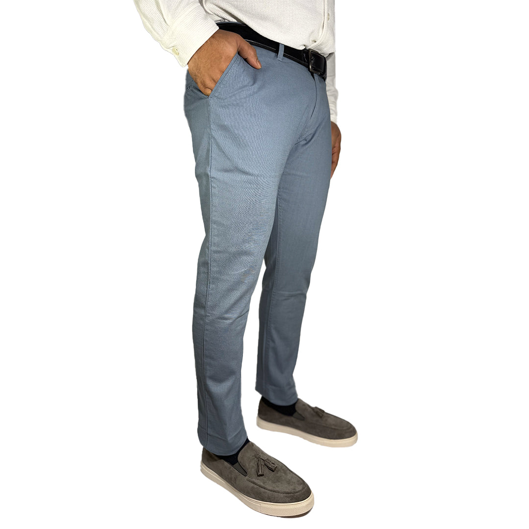 MENS CLASSIC LINEN TROUSERS IN TEAL BLUE