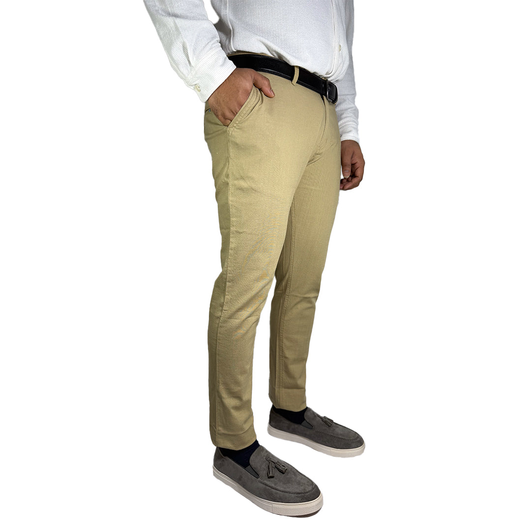 MENS CLASSIC LINEN TROUSERS IN YELLOW