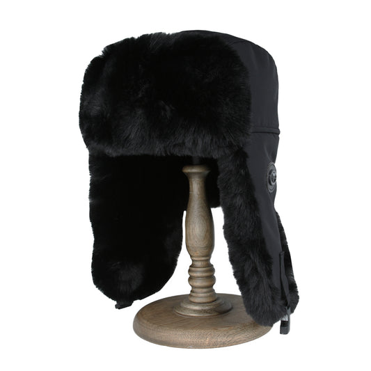 Unisex Warm Aviator Earflap Winter Trapper Hat – Black