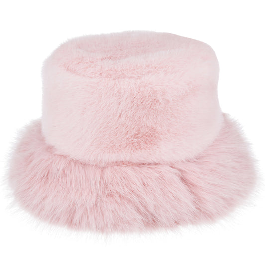 Soft Fluffy Faux Fur Bucket Hat – Pink