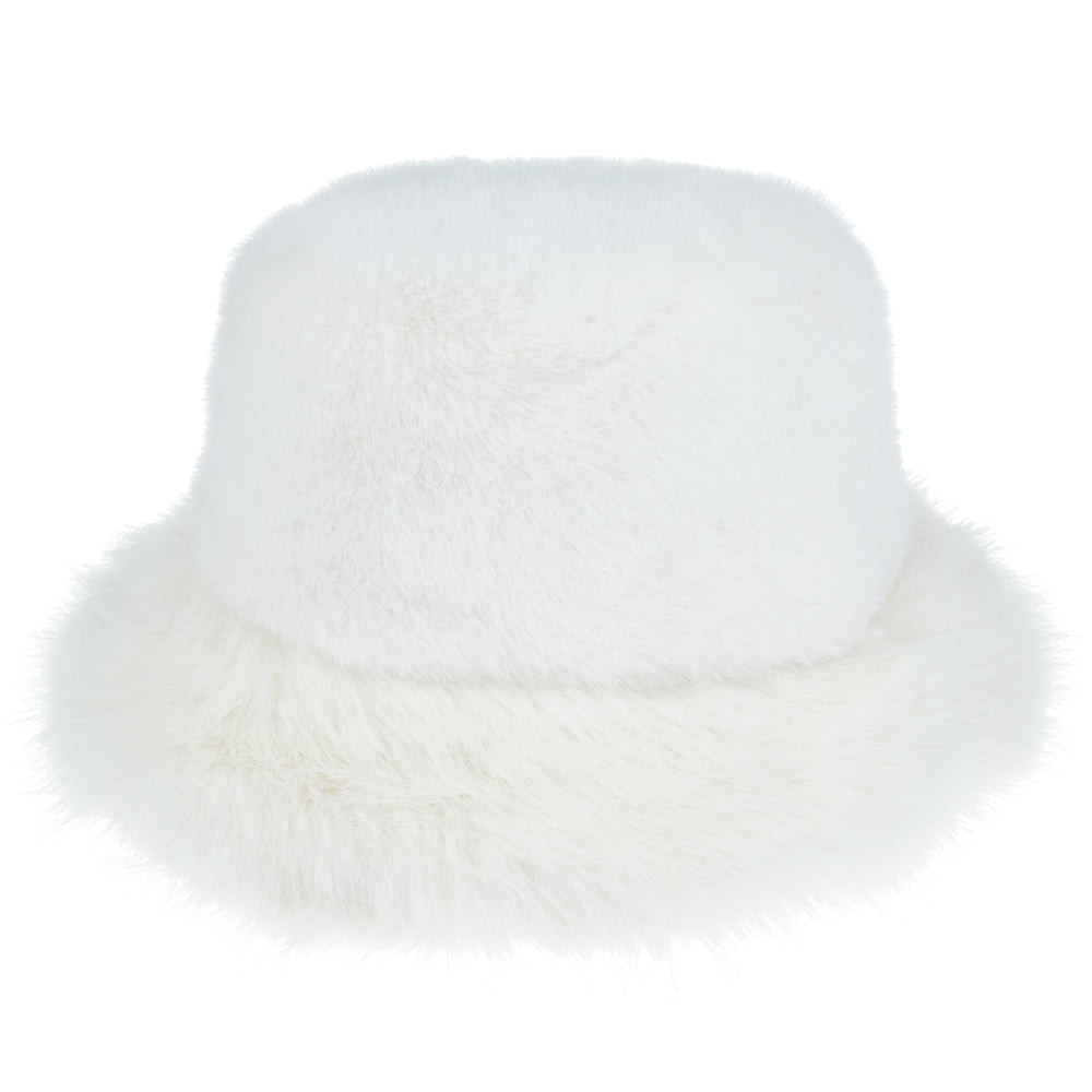 Soft Fluffy Faux Fur Bucket Hat – White