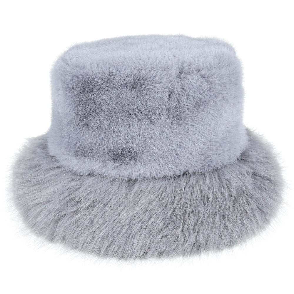 Soft Fluffy Faux Fur Bucket Hat – Grey