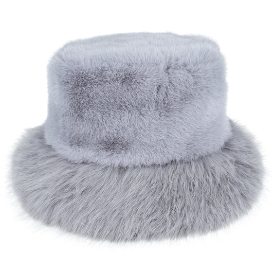 Soft Fluffy Faux Fur Bucket Hat – Grey