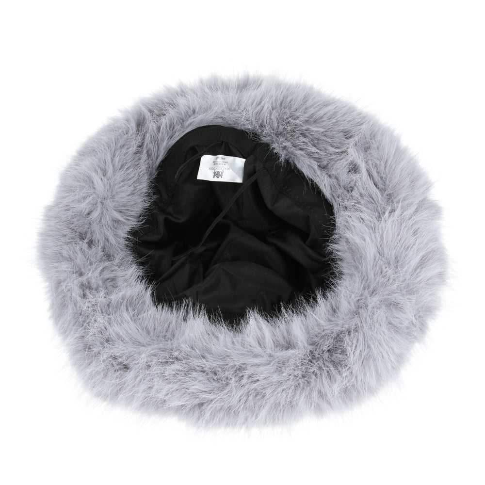 Soft Fluffy Faux Fur Bucket Hat – Grey