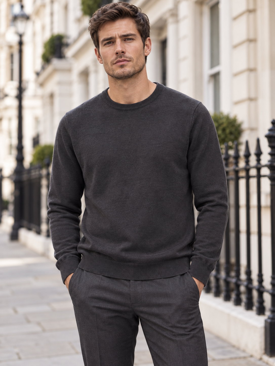 Lazy Crazy London Men's Crew Neck Jumper - Dark Grey