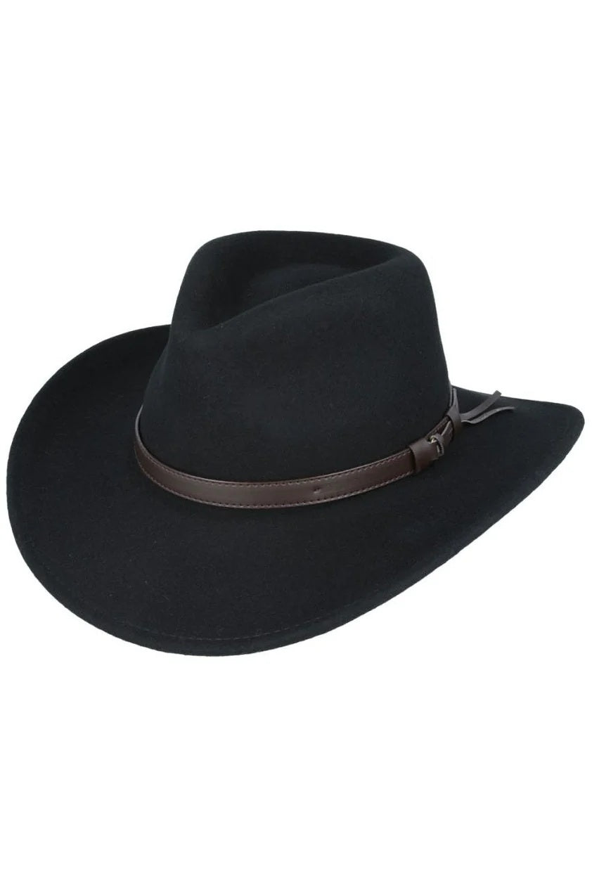 Men's Pure Wool Felt Crushable Cowboy Hat – Black