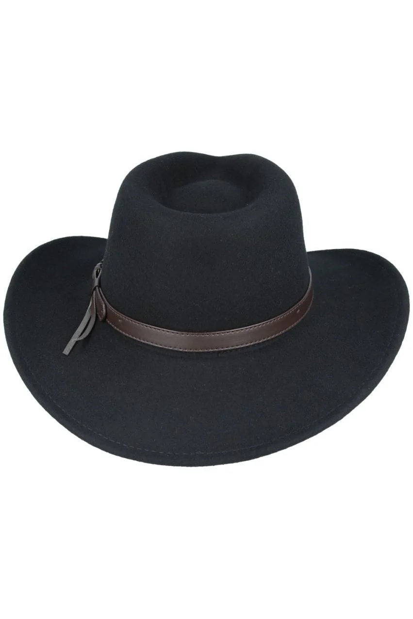 Men's Pure Wool Felt Crushable Cowboy Hat – Black