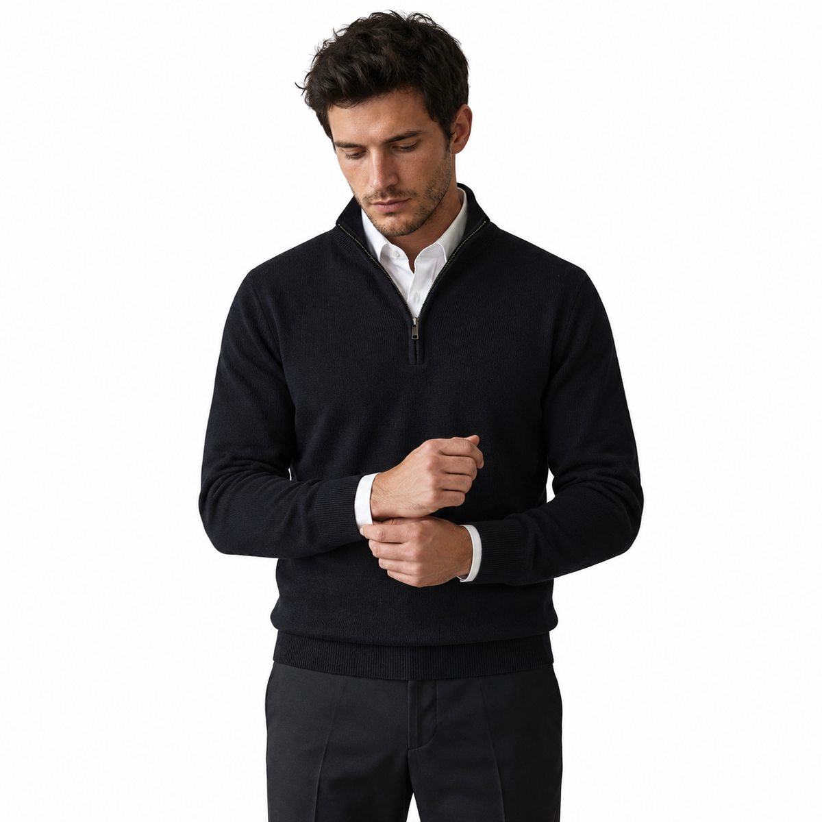 Lazy Crazy London Men's Black Quarter Zip Jumper - Black