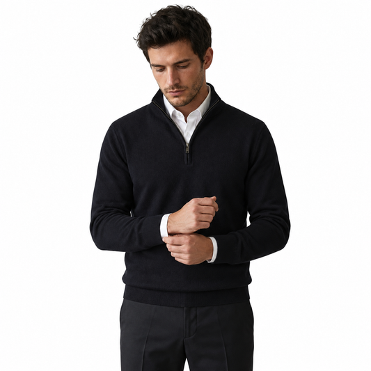 Lazy Crazy London Men's Black Quarter Zip Jumper - Black