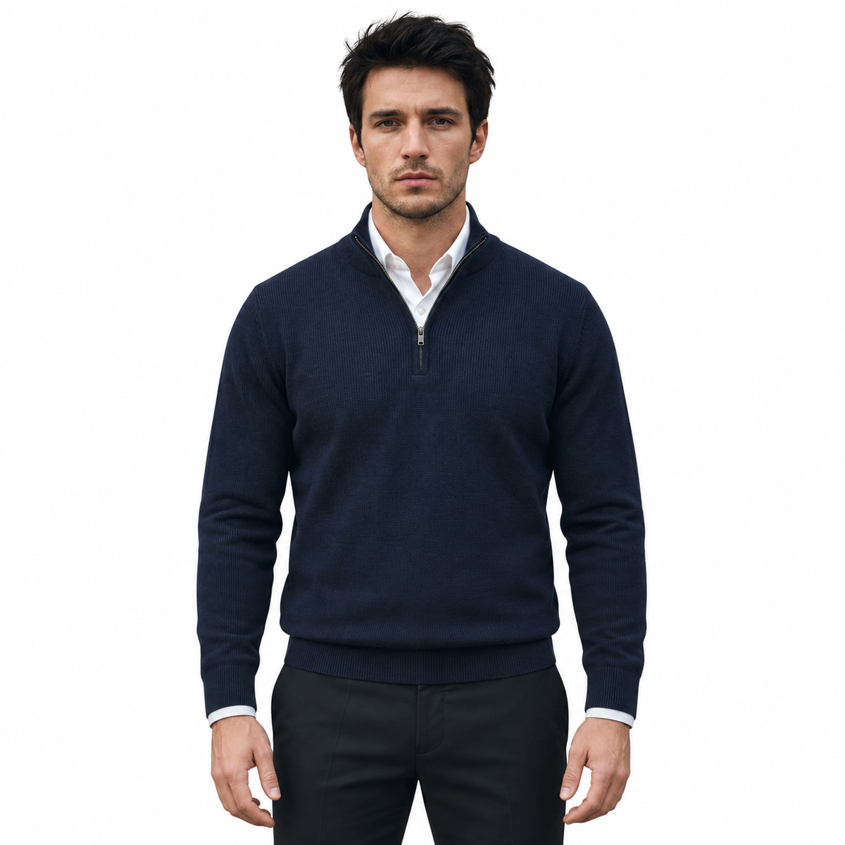 Lazy Crazy London Men's Quarter Zip Jumper - Navy