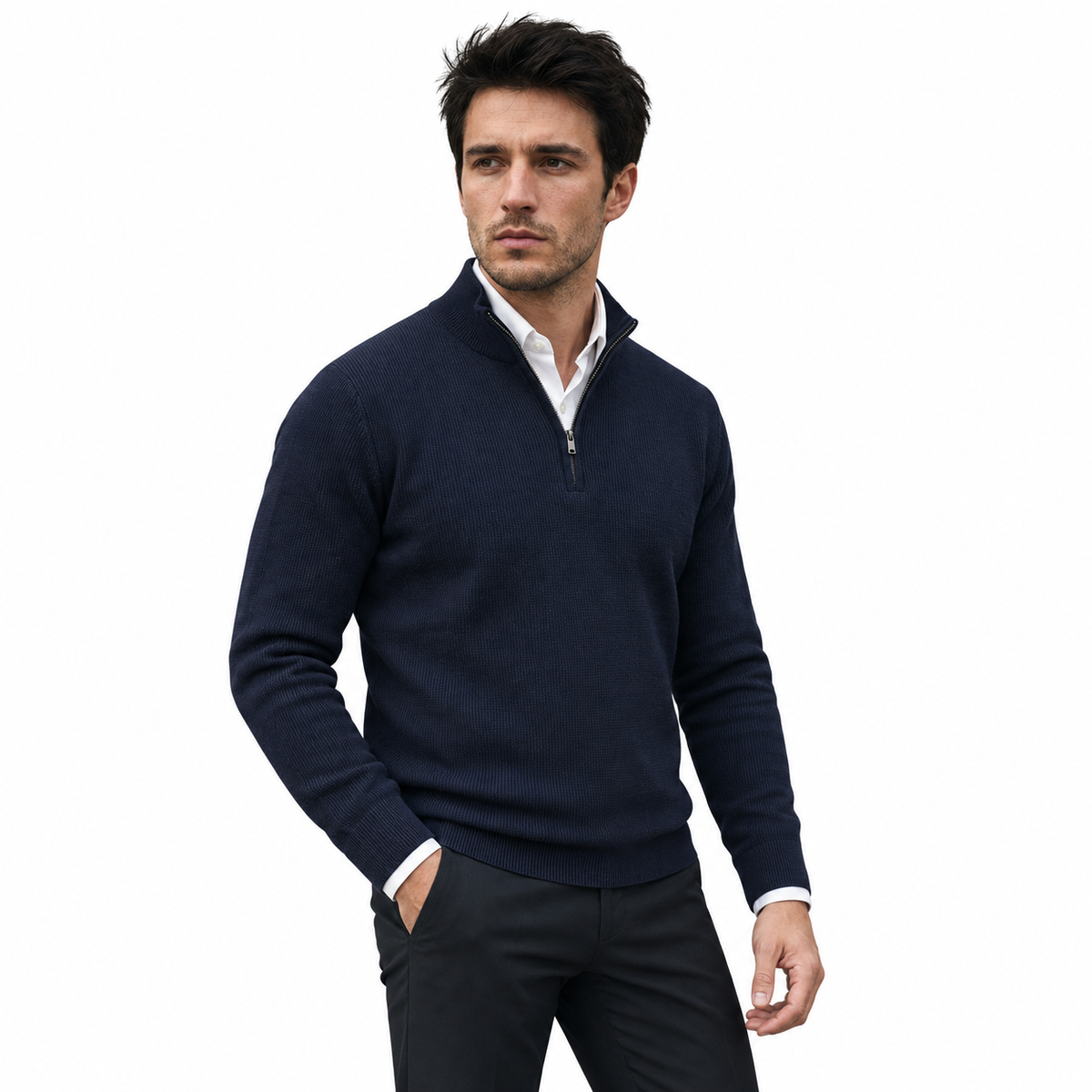 Lazy Crazy London Men's Quarter Zip Jumper - Navy