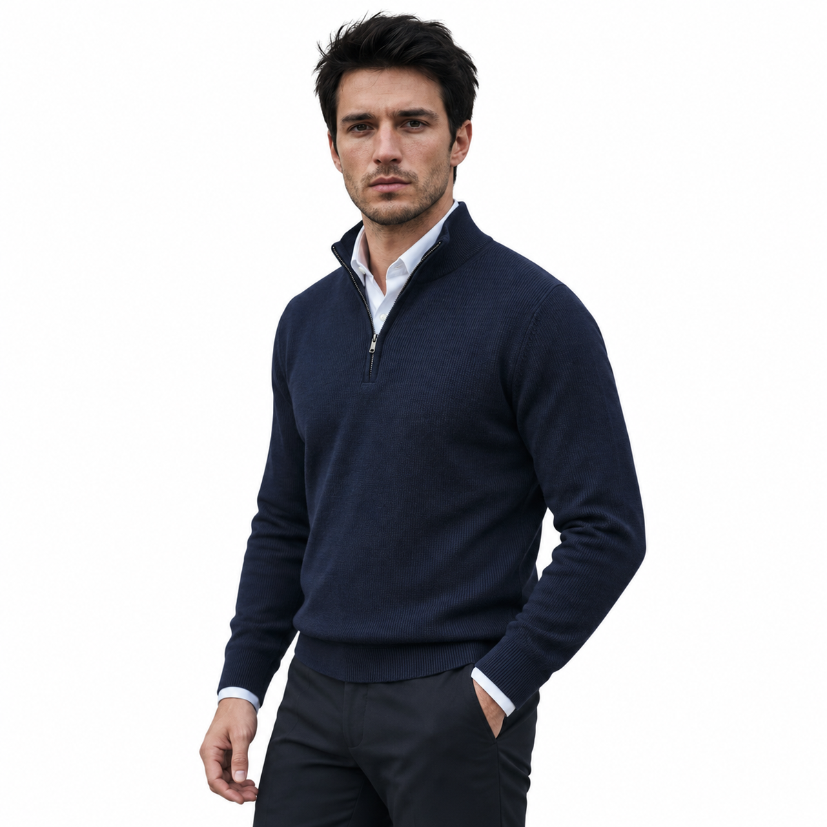 Lazy Crazy London Men's Quarter Zip Jumper - Navy