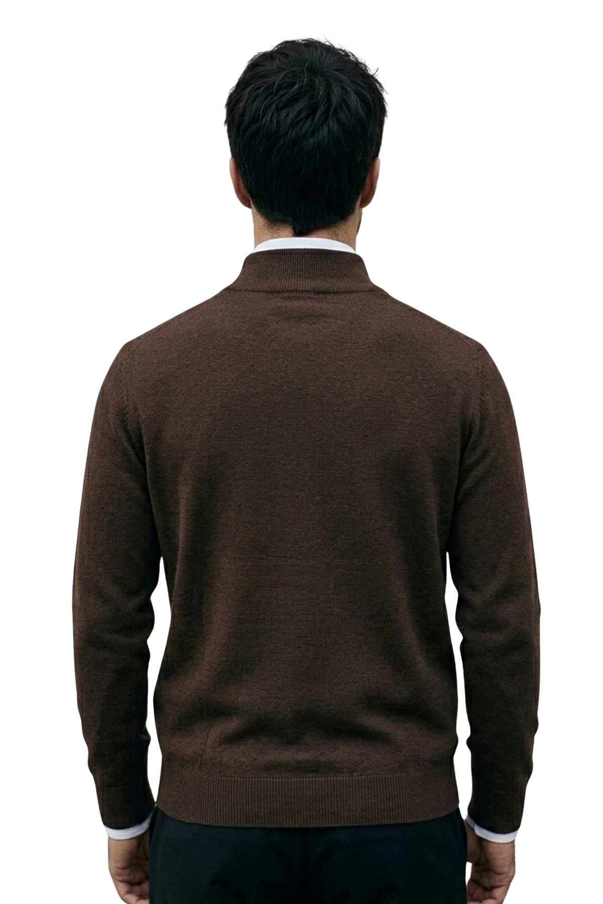 Lazy Crazy London Men's Quarter Zip Jumper - Dark Brown