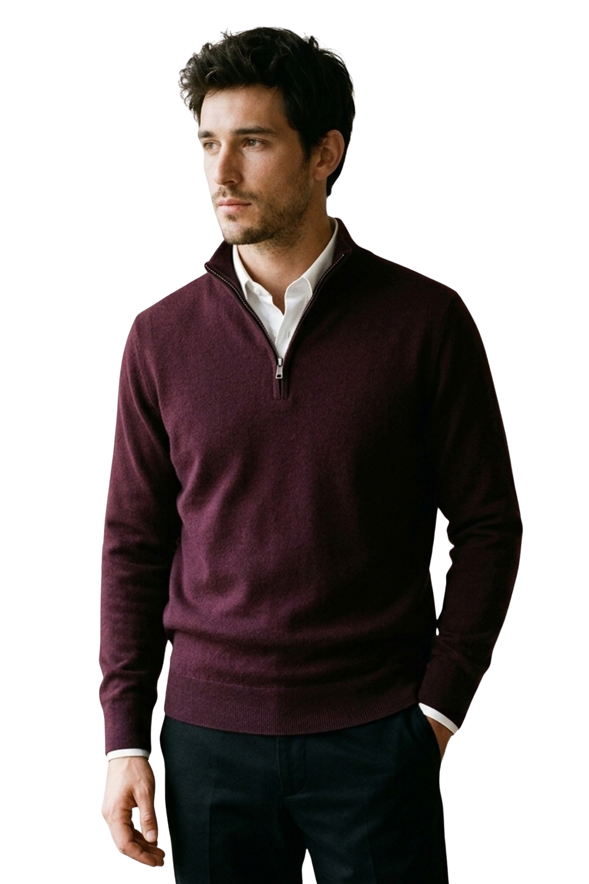 Lazy Crazy London Men's Quarter Zip Jumper - Maroon