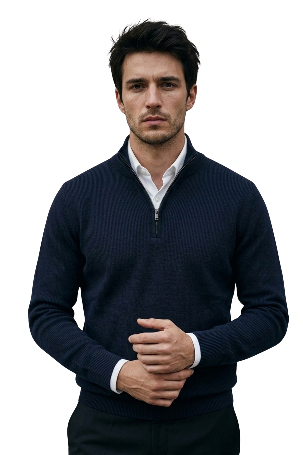 Lazy Crazy London Men's Quarter Zip Jumper - Navy
