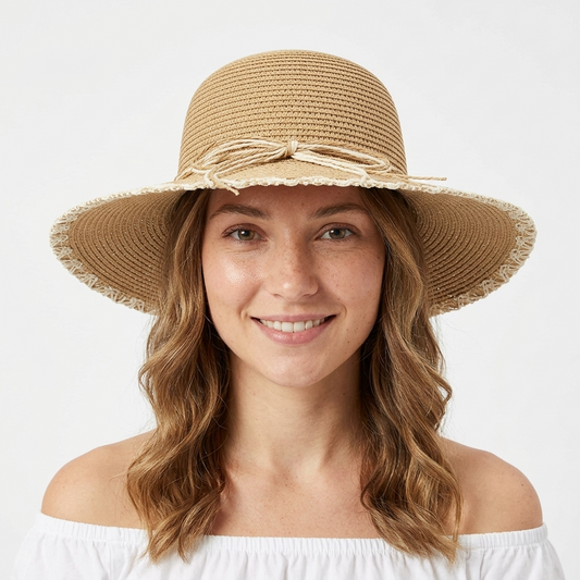 Women's Wide Brim Straw Floppy Sun Hat – Camel
