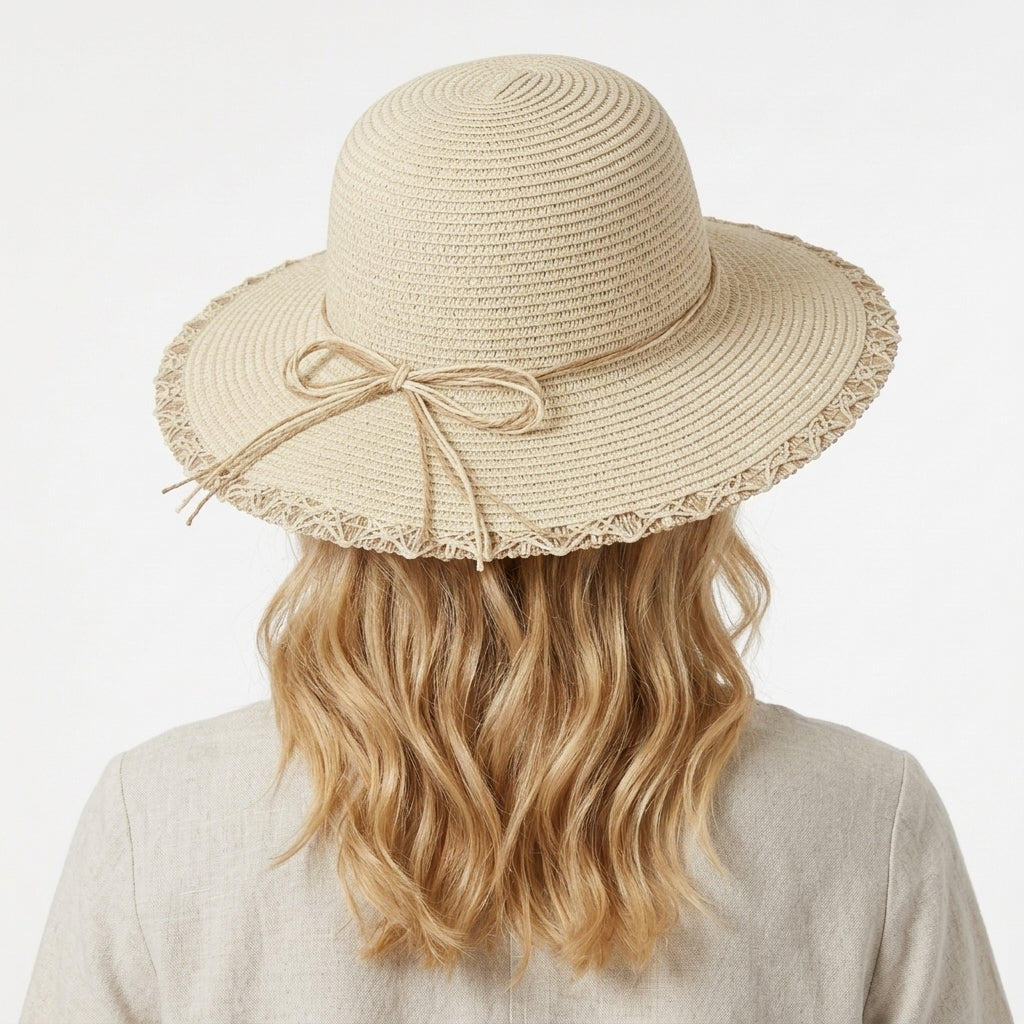 Women's Wide Brim Straw Floppy Sun Hat – Natural