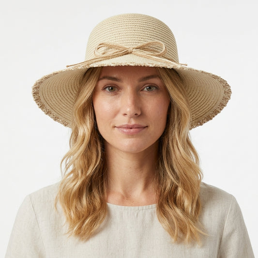 Women's Wide Brim Straw Floppy Sun Hat – Natural