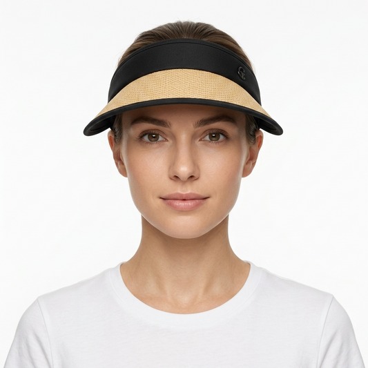 Women's Wide Brim Straw Sun Visor – Tan