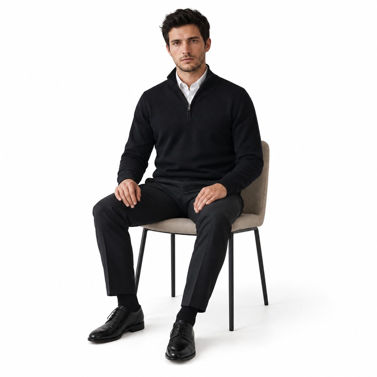Lazy Crazy London Men's Black Quarter Zip Jumper - Black