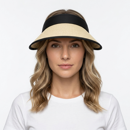 Women's Wide Brim Straw Sun Visor – Cream