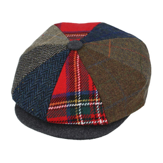 MENS TWEED HERRINGBONE WOOL NEWSBOY CAP - MULTI COLOUR