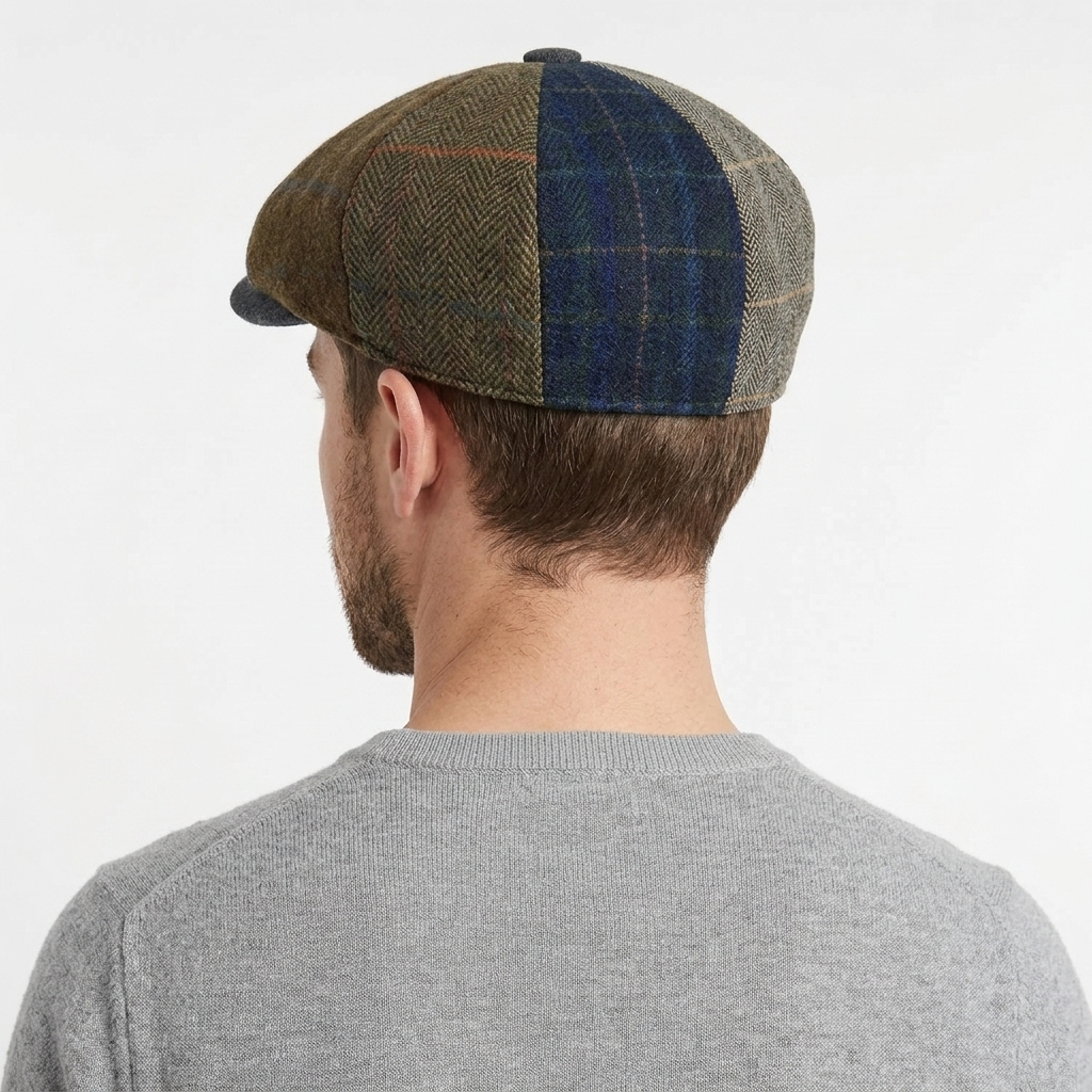 Men's Multi-Colour Tweed Wool Blend Patchwork Newsboy Cap