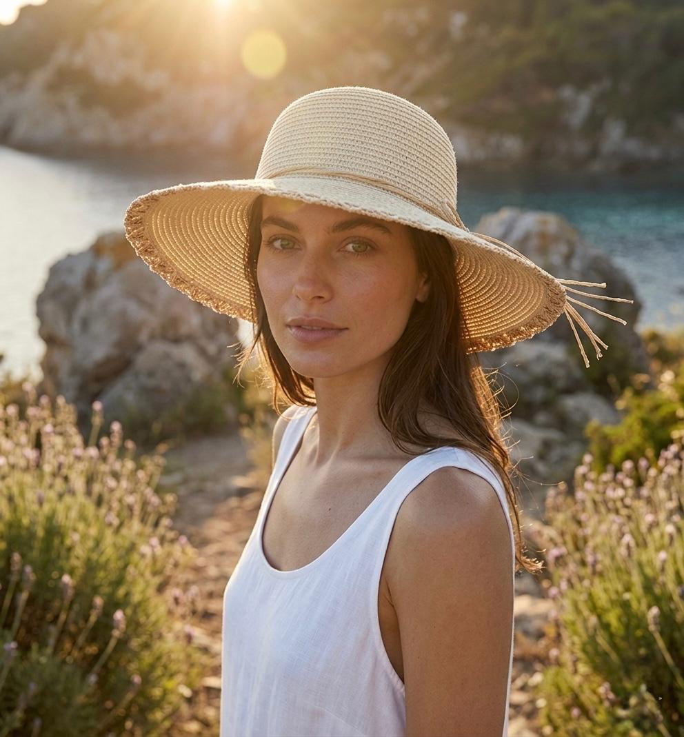Women's Wide Brim Straw Floppy Sun Hat, Elegant Style, Summer Beach & Vacation